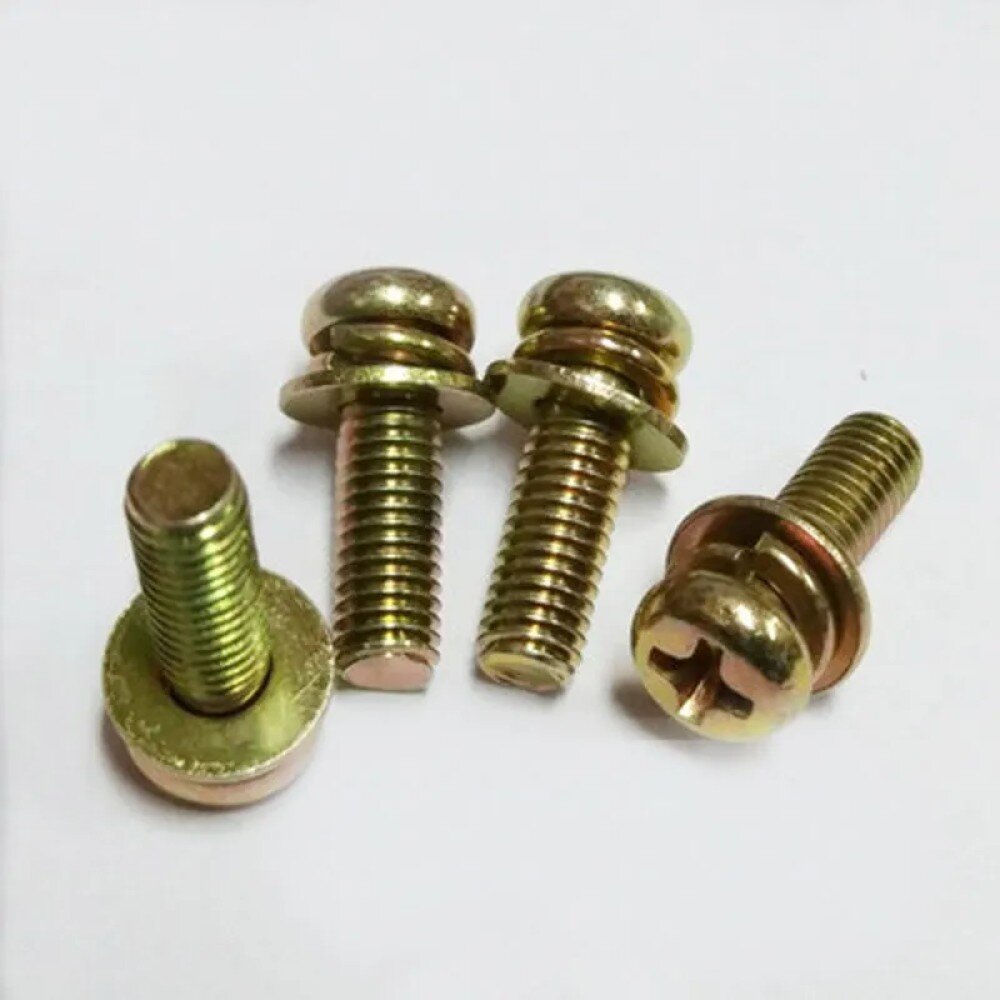 20pcs M4 Pan Head Screws with Flat Spring Cushion and Cross Groove, Co